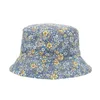 Berets feminino floral impressão lavável macio dobrável esportes duplo lado balde chapéu universal portátil proteção solar respirável confortável