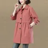 Women's Trench Coats Autumn And Winter Mid Length Windbreaker Coat 2023 Waist Slim Versatile Gabardina Mujer Casaco Feminino