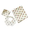 Blankets 3PCS Baby Drooling Bib Handkerchief Receiving Blanket Set Infant Shower Gift Dropship