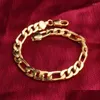 أساور سحر غرامة 925 ختم Sier 18K Gold Color Women Women Men Noble Nice Bracelet Fashion 8mm Chain 20cm Jewelry Party Drop Deli OTZ96