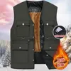 Vestes pour hommes 2023 automne et hiver vieux papas d'âge moyen portent des vêtements chauds rembourrés de coton gilets gilets