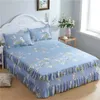 Saia de cama saia de cama conjunto de colcha de algodão bordado vestido de cama fronhas 3 peças/set para king/queen duplo 1.5/1.8/2m capa de lençol 231214