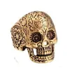 18K Altın Kaplama Şövalye Tarzı Yüzük Paslanmaz Çelik Vintage Kişiselleştirilmiş Erkekler Hayalet Yüzük Kafatası Yüzüğü
