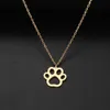 Kolye Kolyeleri Sıcak Satış Altın Renk Sevimli Hayvan Ayak İzleri Köpek Kedi Ayak İzleri P Kolyeler Sergililer Kadın Paslanmaz Çelik Jewelryl231218