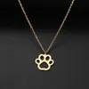 Pendant Necklaces HOT SALE Gold Color Cute Animal Footprints Dog Cat Footprints P Necklaces Pendants Women Stainless Steel JewelryL231218