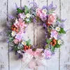 Decorative Flowers Festive Christmas Wreath Front Door Decoration With Bow Decor