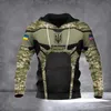 Kurtki taktyczne Ukraińskie narodowe emblematyczne kamuflaż z kapturem 3D drukowane mężczyźni kobiety fajne nowe swobodne pullover wojskowe bluza z kapturem odzież 231218