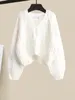 Robes de travail Automne Hiver Chaud Tricoté Deux Pièces Ensembles Femmes Tenue Coréenne Casual Lace Up Bandage Pull Pull Taille Haute Jupe Solide