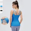 LU Female Yoga Vest With Chest Cushion Long Yoga Sling Beautiful Back Sports Top Shit Running Fitness Clothes Underwear