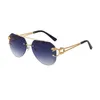 European and American retro leopard mirror leg sunglasses men's trend rimless cut edge sunglasses for men
