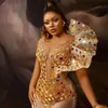 2024 Plus Size Aso Ebi Vestidos de Baile Luxuoso Espelho Lantejoulas Ilusão Vestido Formal de Noite para Ocasiões Especiais Tule Africano Árabe Vestidos de Festa de Aniversário NL042