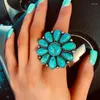 Anneaux de cluster BIG MEDALLION RING -Turquoise Boho Boho Bijoux Accessoires Turquoise Fleur Pour Femmes Punchy Cowgirl