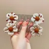 Hair Accessories Flower U Shape Styling Comb Fixed Combs Dots Curve Needle Bangs Korean Style Plaid Invisible Extra Holder Party