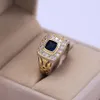 ウェディングリングラグジュアリー925リングfor Men Natural2 Carat Sapphire with Diamond Jewelry Anillos de Bizuteria Anillos Gemstone Rings Box 231218