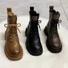 Botas de motocicleta mais quentes para mulheres botas de couro curto único adicionar lã sola grossa zíper botas femininas sapatos de plataforma