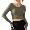 2024SS al Yoga Langarm Shirt Damen enge Yoga-Hemden Kleidung Langarmed Crop Top Al Fitness DSL681 Mode