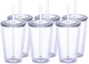 Tasses 6/4/2 pièces Transparent Double couche bouteille d'eau café lait bricolage Smoothie tasse Drinkware réutilisable clair gobelet tasse avec couvercle de paille 231218