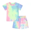 Designerkleding voor kinderen Meisjes Tie Dye Zomerkledingsets Jongens T-shirts met korte mouwen Shorts Outfits Losse tops Broek Past Vrijetijdskleding BJ