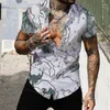 Chemises décontractées pour hommes Chemise multi-tailles imprimée Commerce extérieur européen et américain Muscle hawaïen progressif à manches courtes
