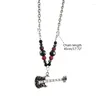 Pendant Necklaces Korean Version Five-pointed Star Flame Guitar Necklace Hip-hop Clavicle Chain