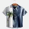 Camicie casual da uomo 2023 Camicia a maniche corte Coconut Tree stampata in 3D hawaiana per uomo