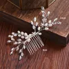 Hair Clips Pearl Comb Tiaras Wedding Accessories Silver Color Bead Crystal Hairpin Forks Bridal Crown Head Jewelry Gift For Women