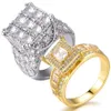 Nieuwe gepersonaliseerde Gouden Vrouwen Mens Volledige Diamond Iced Out Man Bruiloft Verlovingsringen CZ Pinky Ring Hip Hop Rapper Sieraden geschenken for223B