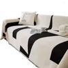Housses de chaise lignes noires housse de canapé en Chenille couverture en tissu serviette de canapé universelle coussin anti-poussière