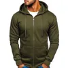 Taktiska jackor Fashion Winter Hoodie Coat for Men Solid Color Jacket Basic Zip Sweatshirt Outwear Sweat Hooded Warm Coats Casual Male Jacketsl231218