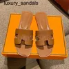 Orans sandaler kvinnor tofflor 7a äkta läder oran paris fårskinn lyx