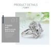 Anéis de cluster branco diamante retro moda 925 anel de prata esterlina conjunto emparelhado com alto carbono nicho jóias de casamento atacado