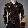 Camisas casuais masculinas outono inverno turn-down colarinho botão geométrico abstrato flor impresso manga longa cardigan camisa moda topos