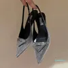 Décolleté con strass Scarpe da sera pantofola Slip On Slingback tacco Sandalo Scarpa elegante con tacco a spillo per scarpe firmate da donna