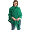 Lenços moda outono inverno capa feminina poncho sólido com capuz camisola de malha pulôver capa engrossar quente manto verde 231216