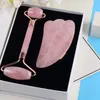 Rose Quartz Jade Roller Gua Sha Gift Box Set Natural Pink Crystal Jade Heart Shaped Gua Sha Stone and Face Roller Guasha Kit Beauty Tools