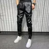 Mens Pants Pu Leather High Quality Winter Korean Luxury Clothing Big Size Windproof Casual Warm Trousers Black Pantalon Cuero Hombre 231218