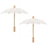 Paraplu's Katoenen Paraplu Parasol Vintage Wit Voor Bruiloft Kant Theekransje Festival Bruidsbruid