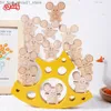 Sorting Nesting Stacking toys Children Wooden Blocks Montessori Balance Toy Mouse Cheese High Building Block Educational for Kid Fine Motor Skill Q231218