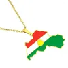 Pendant Necklaces Unique Kurdistan Map Necklace Stainless Steel 28TF