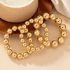 Strand Steampunk Gold Color Ball Beads Armband för kvinnor Hands smycken Hip-Hop Kvinnlig överdriven modeskiktad