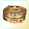 JuneLeaf 4 unidsSet Hombres Acero Número Romano Pulsera Hebilla de Herradura Brazaletes Pulseira Bileklik Joyería Hecha A Mano de Lujo CX200724420432307537