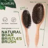 Brosses à cheveux BOOMSLIFE brosse à cheveux en poils de sanglier femmes peignes pour cheveux bois brosse à cheveux démêlant lisseur brosse cheveux peigne barbier accessoires 231218