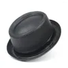 Berets skórzany mężczyźni Balck Porpor Pie Hat for Dad Fedora Fasgion Dżentelmen Flat Bowler Porkpie Top Size S M L XL