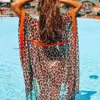 Costumi da bagno 2022 Costume da bagno sexy con stampa leopardata Copricostume da spiaggia Tuniche per copricostume Robe De Plage Sarong Abiti bikini Copricostumi da donna