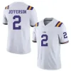 AANGEPASTE 2024 aangepaste jeugd mannen LSU 4 Harold Perkins Jr. 2 Justin Jefferson College Jersey Burreaux 9 Joe Burrow Tryann Mathieu 7 Fournette Pur