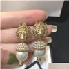 Stud Charming Mulheres Brincos Banhado A Ouro Cz Pérola Leão Cabeça Colar Para Meninas Festa De Casamento Agradável Gift3149 Drop Delivery Jóias Earri Dh5Pw