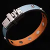 high quality brand jewerlry real leather bracelet for women round rivet stainless steel bracelet