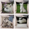 Cuscino Simpatico animale Federa Decor Siberian Husky Copertura per divano Casa Custodia per cani in peluche super morbida 45 45 cm