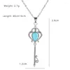 Pendant Necklaces 925 Sterling Silver Simple Water Drop Turquoise Necklace Female Collarbone Chain Key-shaped Valentine's Day