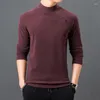 T-shirts pour hommes De velours à manches longues T-Shirt mode décontracté couleur unie demi-col haut chemise inférieure